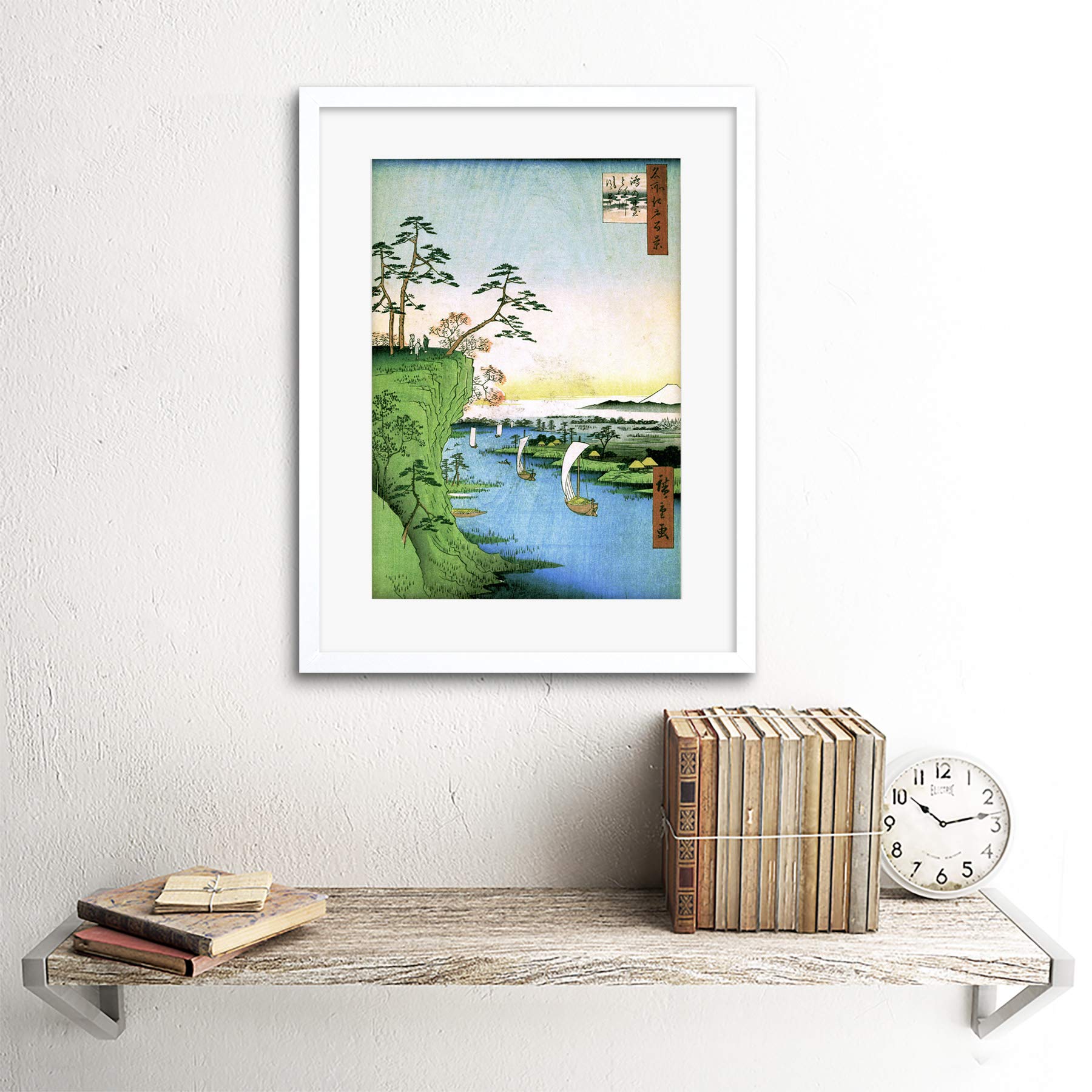 絵画 flk041094 Amazon.com: PAINTING JAPANESE WOODBLOCK BOATS RIVER CLIFF